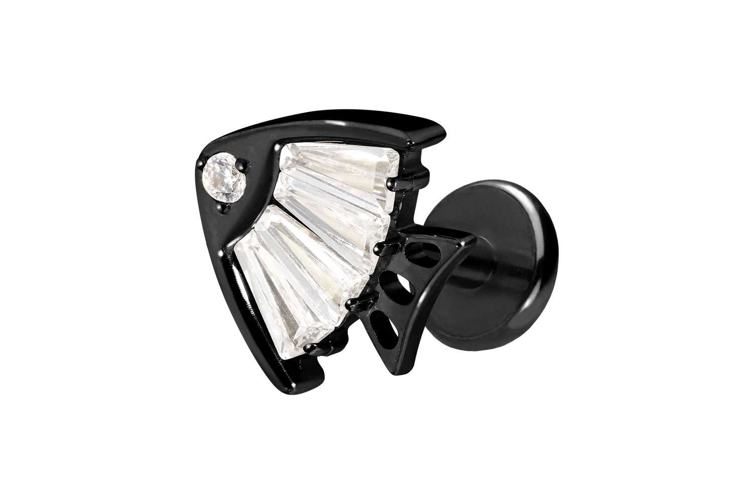 Titan Labret Piercing mit Push Fit KRISTALLFISCH